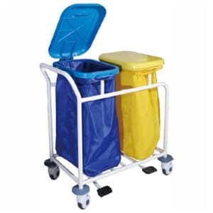 Chariot a linge à 2 bacs / blanc