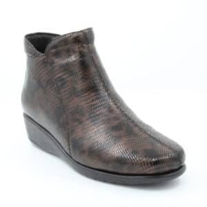 Bottine Lizard Zip bronze