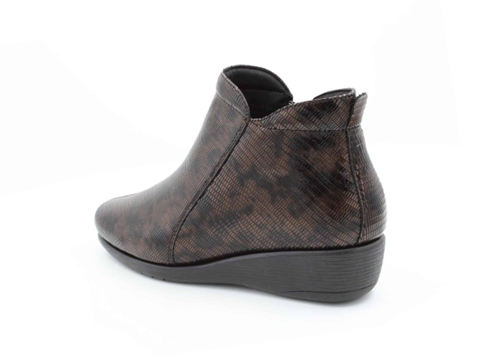 Bottine Lizard Zip bronze