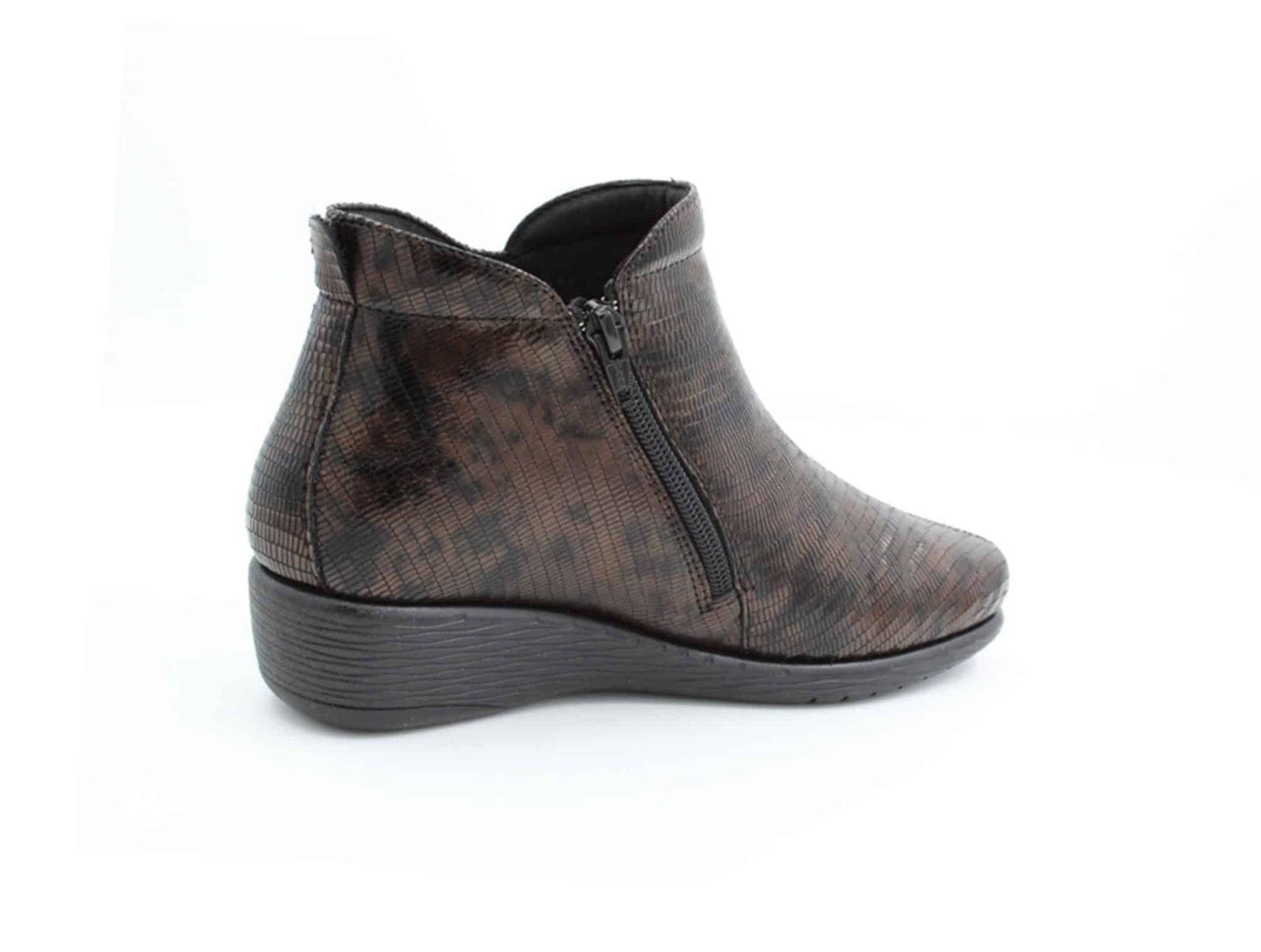 Bottine Lizard Zip bronze