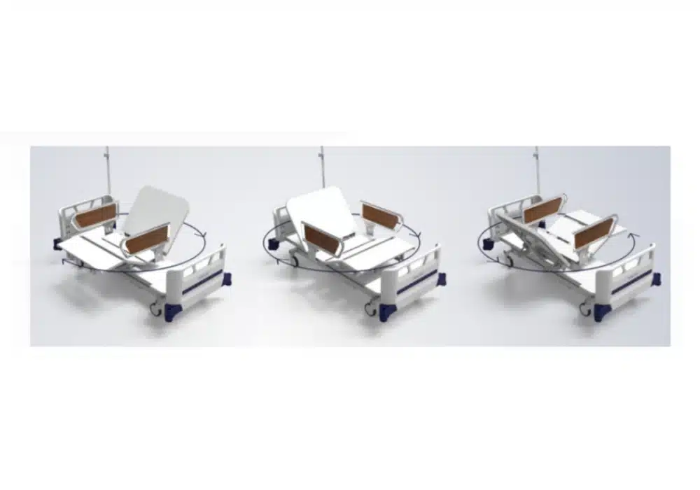 Lit Électrique Réglable avec Chaise Rotative et Barrières