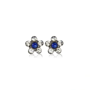 Boucles d'oreilles Fleur Cristal Saphir
