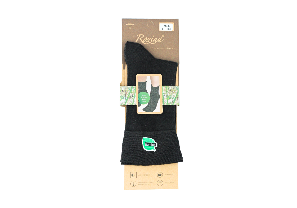 Chaussettes Diabétiques en Bambou Noir