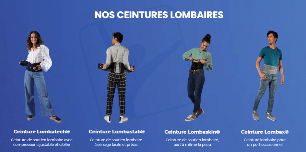 Gamme de ceintures lombaires médicales pour soutien du dos et lombalgie
