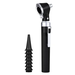 Mini otoscope à éclairage par fibres optiques noir