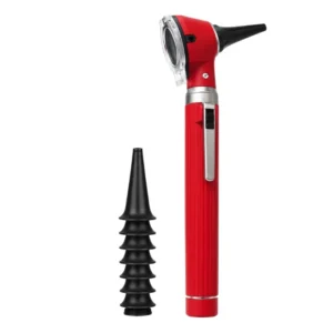 Mini otoscope à éclairage par fibres optiques rouge